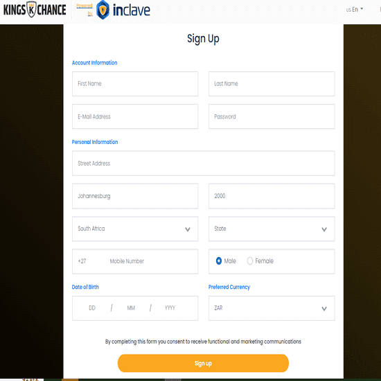 Kings Chance Sign Up Process Step