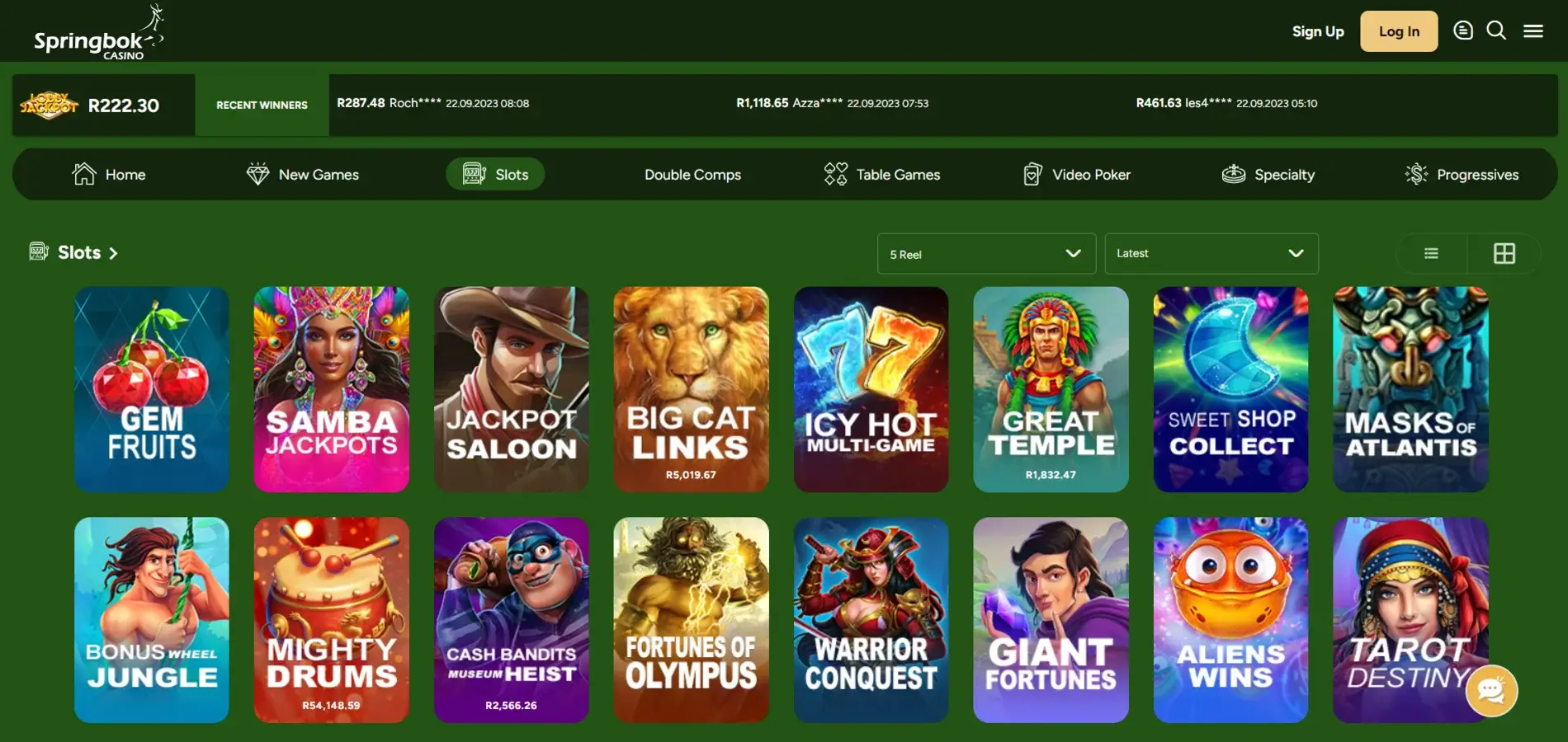 Springbok casino games library