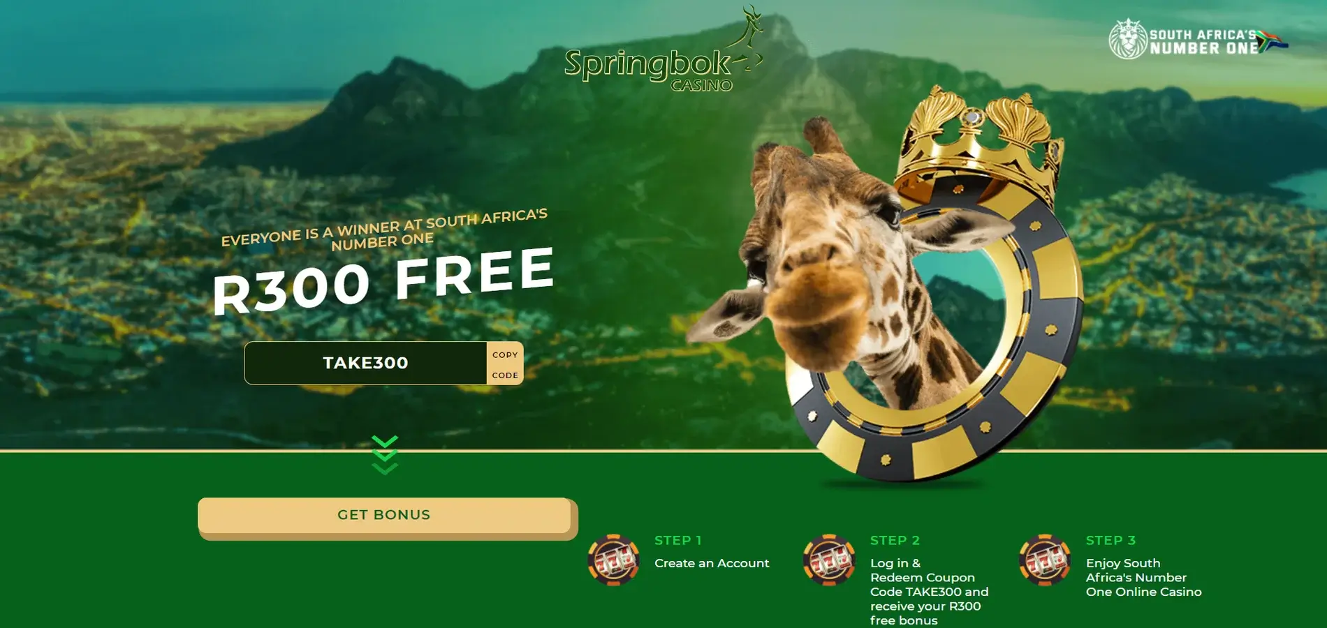 Springbook casino no deposit bonus R300